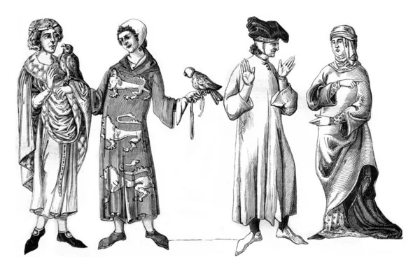 Лорды, Буржуа и вдова Боме, винтажная гравировка . — стоковое фото