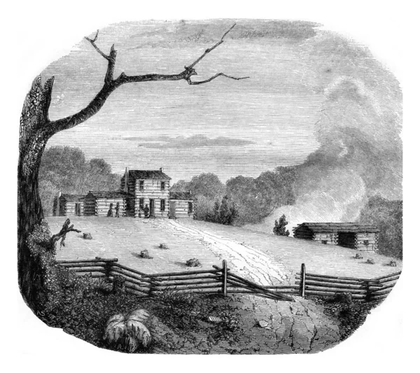 American farm in the state of Kentucky, vintage engraving. — Stock Photo, Image