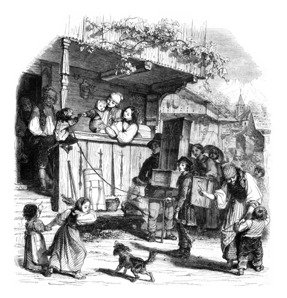 Köyde, maymun vintage oyma.