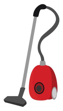 Kırmızı elektrikli süpürge, illüstrasyon, beyaz arka plan vektör.