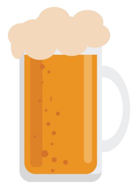 Bardakta bira, illüstrasyon, beyaz arkaplanda vektör.