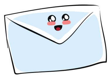 Sevimli zarf, illüstrasyon, beyaz arka plan üzerinde vektör.