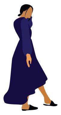 Mor elbiseli kız, illüstrasyon, beyaz arka planda vektör..