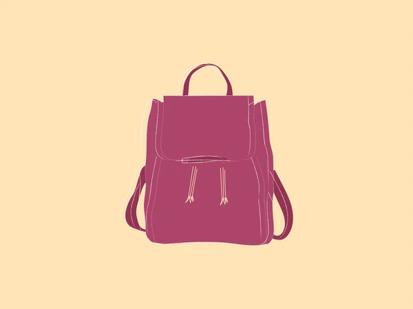 Pink backpack, illustration, vector on white background. — Stock Vector
