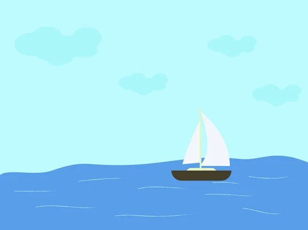 Bateau sur l'eau, illustration, vecteur sur fond blanc . — Image vectorielle