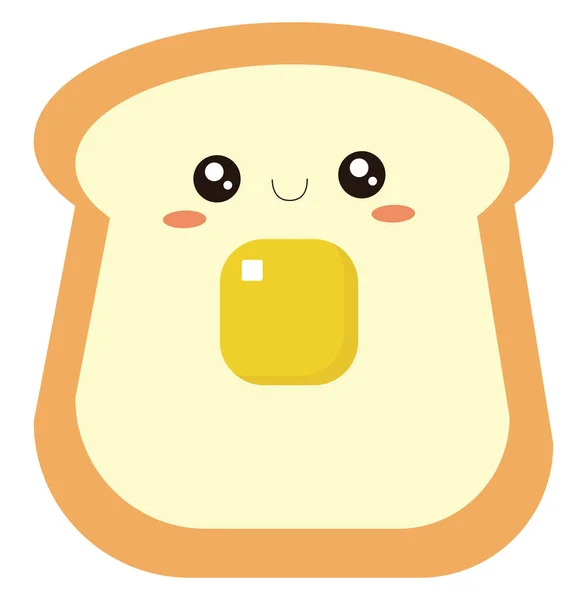 Brot mit Butter, Illustration, Vektor auf weißem Hintergrund. — Stockvektor