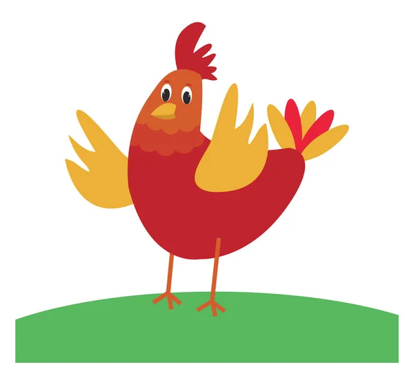 Red chicken, illustration, vector on white background. — Stock Vector