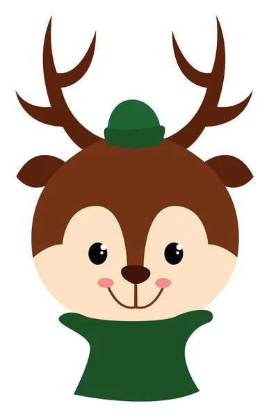 Deer in sweater, illustration, vector on white background. — Stock Vector