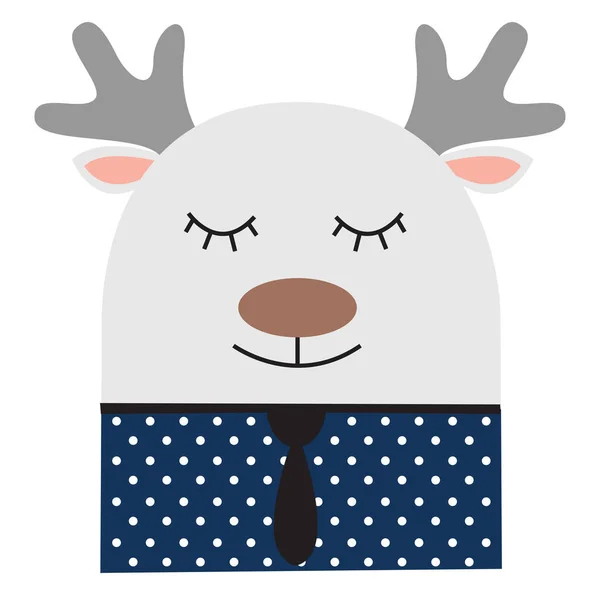 Cervo con cravatta, illustrazione, vettore su sfondo bianco . — Vettoriale Stock