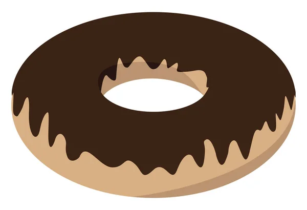Chocolade donut, illustratie, vector op witte achtergrond. — Stockvector