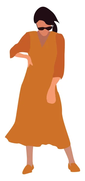 Chica en naranja, ilustración, vector sobre fondo blanco . — Vector de stock