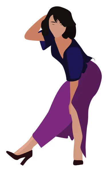 Chica con falda púrpura, ilustración, vector sobre fondo blanco — Archivo Imágenes Vectoriales