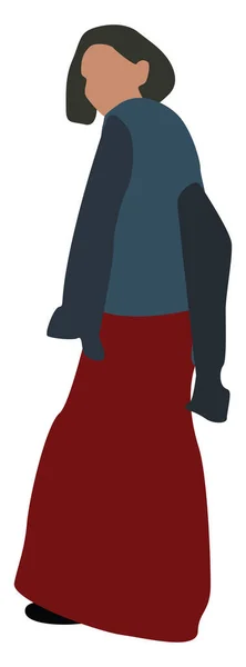 Flicka med röd kjol, illustration, vektor på vit bakgrund. — Stock vektor