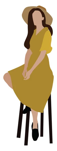 Flicka med gul klänning, illustration, vektor på vit bakgrund — Stock vektor