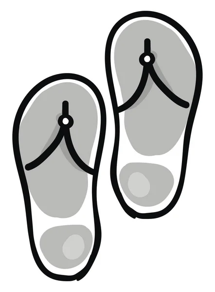 Gray slippers, illustration, vector on white background. — Stock Vector