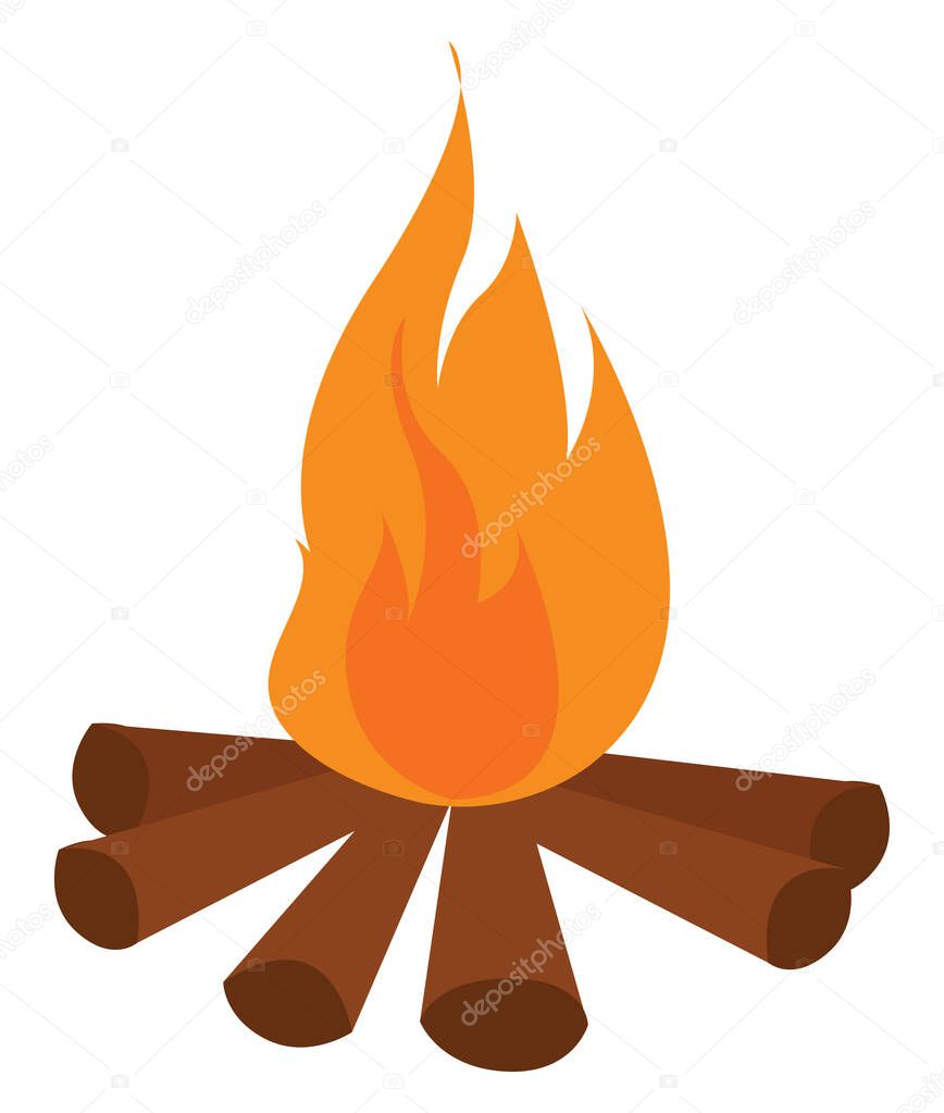 Bonfire, illustration, vector on white background.