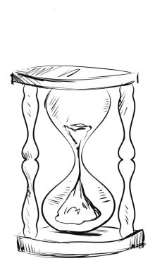 Kum saati çizimi, illüstrasyon, beyaz arkaplan üzerindeki vektör.