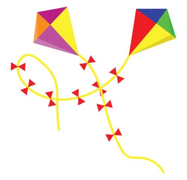 İki uçurtma, illüstrasyon, beyaz arkaplanda vektör.