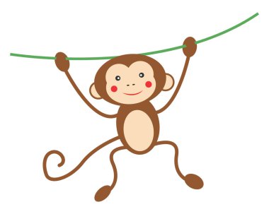 İpte maymun, illüstrasyon, beyaz arkaplanda vektör.