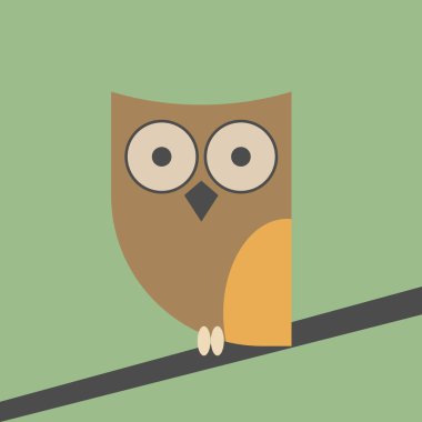 Baykuş dalda, illüstrasyon, vektör beyaz arkaplanda.