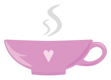 Pembe çay bardağı, illüstrasyon, beyaz arka plan vektör.