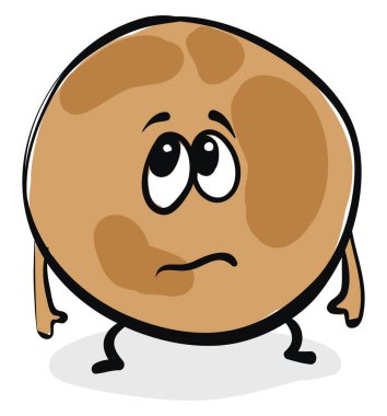 Üzgün pluto gezegeni, illüstrasyon, beyaz arkaplan üzerindeki vektör.