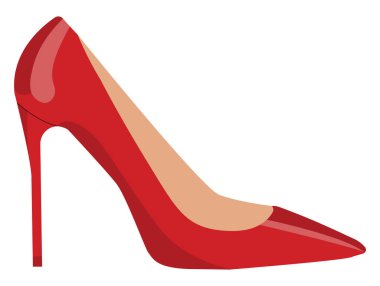 Kırmızı kadın ayakkabısı, illüstrasyon, beyaz arka plan vektör.