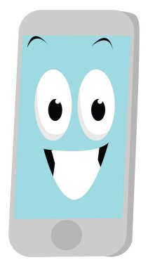 Gülümseyen telefon, illüstrasyon, beyaz arkaplanda vektör.