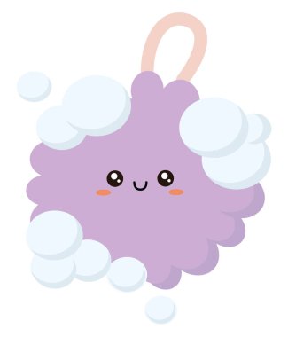 Duş için sünger, illüstrasyon, beyaz arkaplan üzerinde vektör.