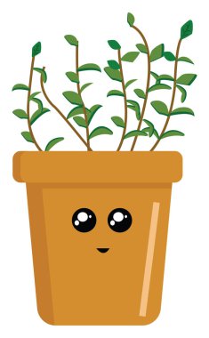 Çömlekte bitki, illüstrasyon, beyaz arkaplanda vektör.