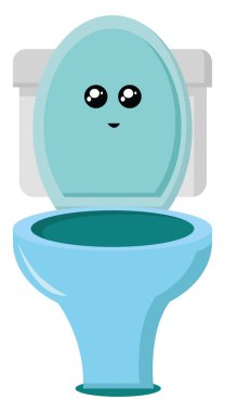 Mavi tuvalet, illüstrasyon, beyaz arkaplanda vektör.