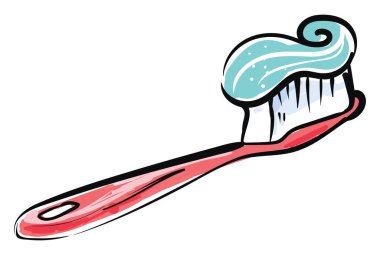 Yapıştırmalı diş fırçası, illüstrasyon, beyaz arkaplan üzerinde vektör.