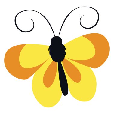 Sarı kelebek, illüstrasyon, beyaz arkaplanda vektör.