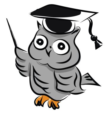 Şapkalı baykuş, illüstrasyon, beyaz arkaplanda vektör.