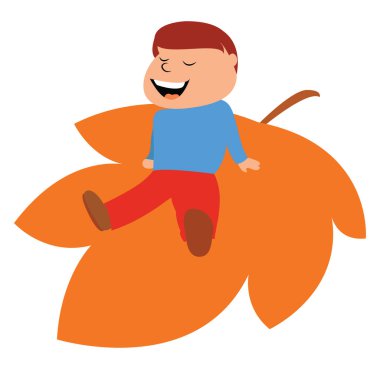 Yapraklı çocuk, illüstrasyon, beyaz arka planda vektör.