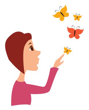 Kelebekler, illüstrasyon, beyaz arkaplanda vektör.