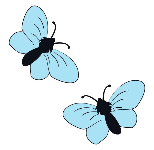 Papillon bleu, illustration, vecteur sur fond blanc . — Image vectorielle