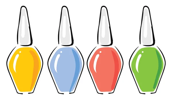 Разноцветный лак для ногтей, иллюстрация, вектор на белом фоне — стоковый вектор