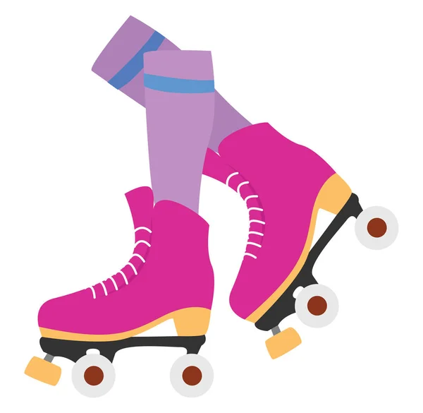 Roze rolschaatsen, illustratie, vector op witte achtergrond. — Stockvector