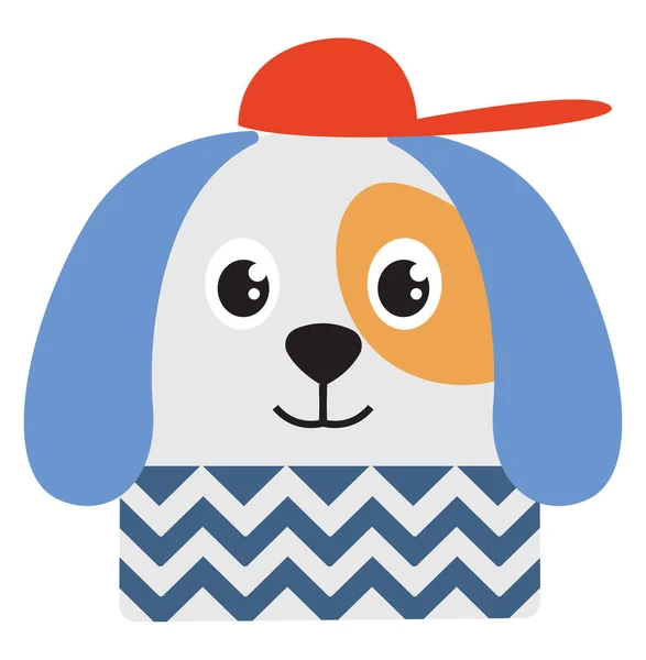 Filhote de cachorro com chapéu, ilustração, vetor sobre fundo branco. — Vetor de Stock