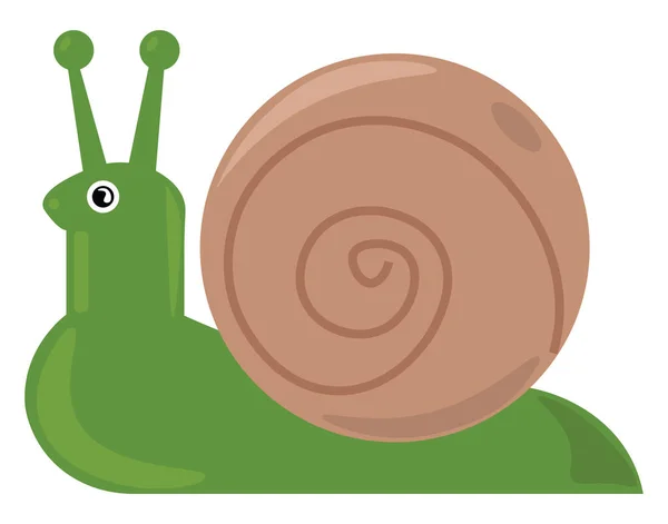 녹색 달팽이, 삽화, 흰색 배경 위의 벡터. — 스톡 벡터