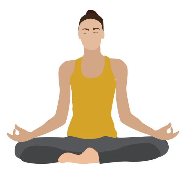 Chica del yoga, ilustración, vector sobre fondo blanco . — Archivo Imágenes Vectoriales