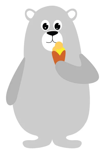 Bear with ice cream, illustration, vector on white background. — ストックベクタ