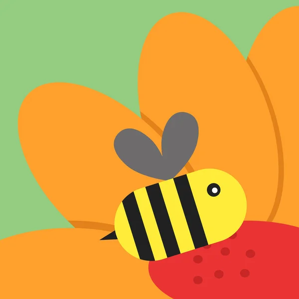 Abeja sobre flor, ilustración, vector sobre fondo blanco . — Vector de stock