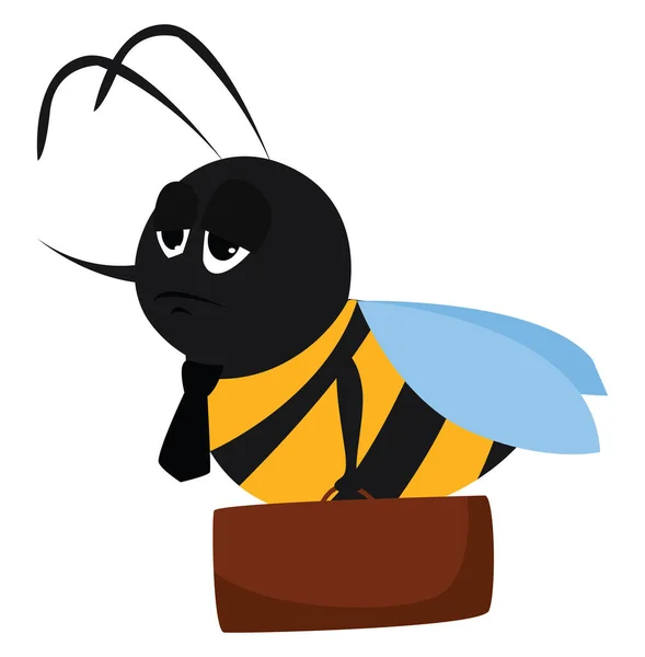 Abeja con maleta, ilustración, vector sobre fondo blanco . — Archivo Imágenes Vectoriales