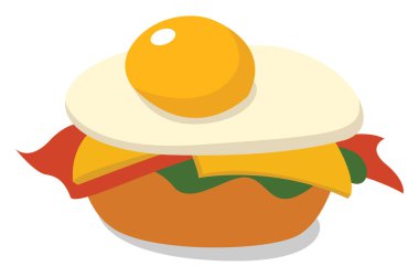 Yumurta burger, illüstrasyon, beyaz arkaplanda vektör.