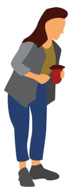 Kahve, illüstrasyon, beyaz arka plan üzerinde vektör ile kız.