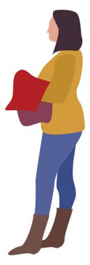 Sarı ceketli kız, resimli, beyaz arka planda vektör..