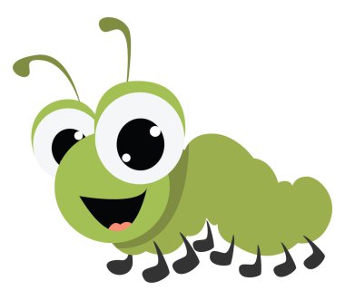 Yeşil solucan, illüstrasyon, beyaz arka plan üzerinde vektör.