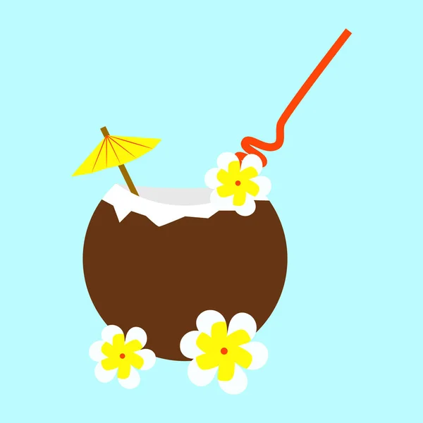 Bebida de agua de coco, ilustración, vector sobre fondo blanco . — Vector de stock